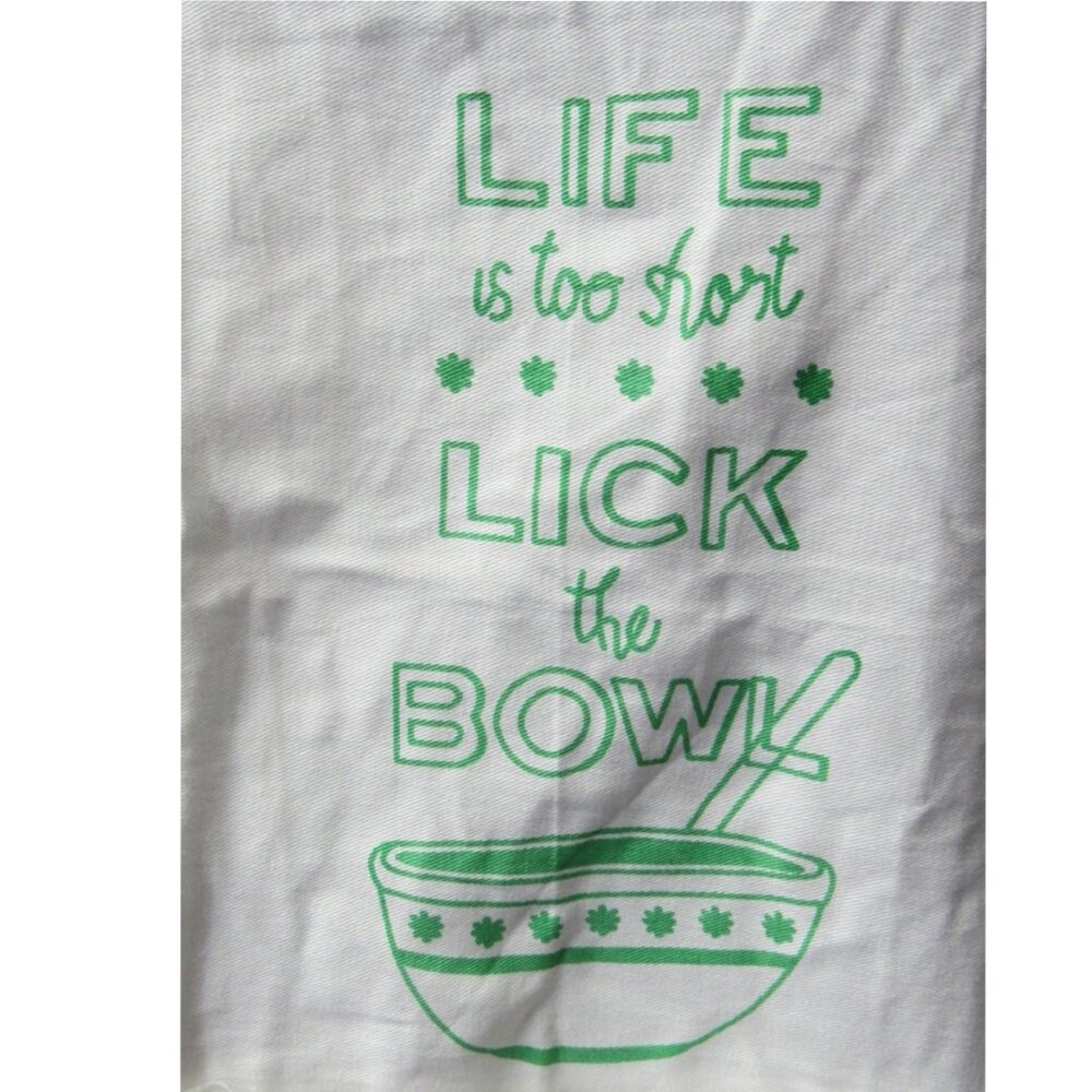 Kitchen Apron Grilling Baking Cooking Life Is Too Short ~ Lick The Bowl Print